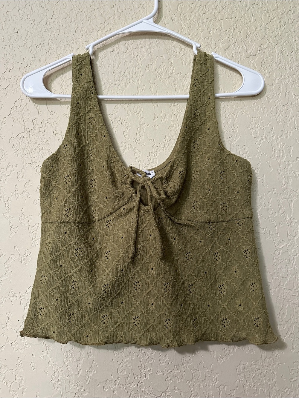 Cotton On Olive Crochet Tie-Front Tank s